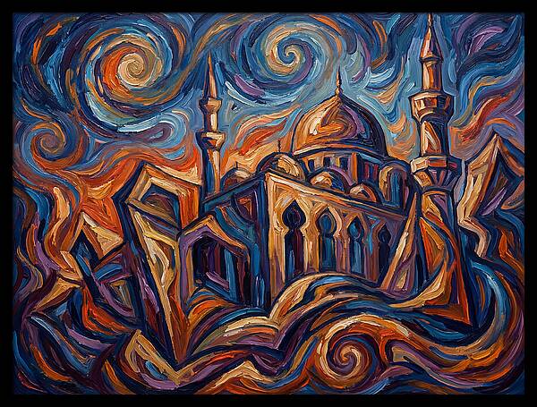 Majestic Mosque In Vibrant Swirls