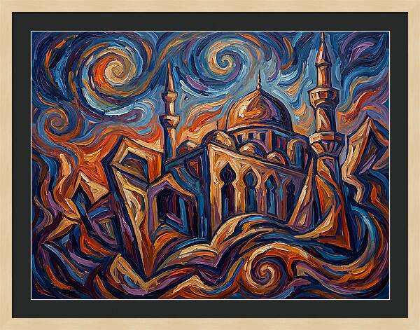 Majestic Mosque In Vibrant Swirls