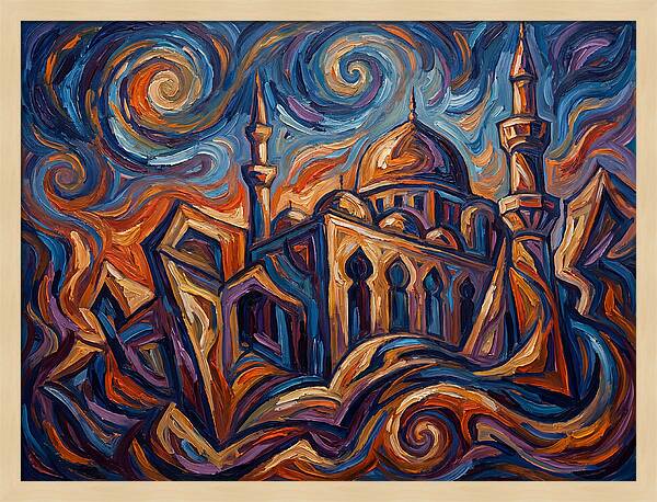 Majestic Mosque In Vibrant Swirls