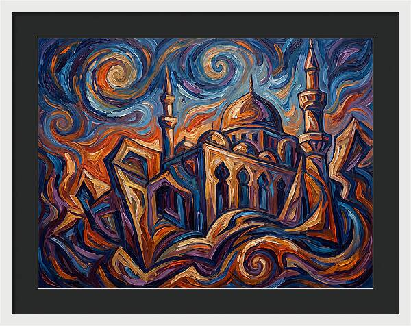 Majestic Mosque In Vibrant Swirls
