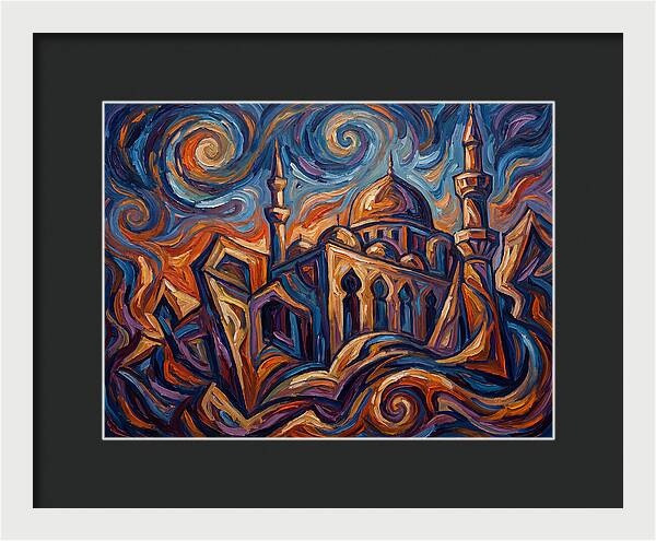Majestic Mosque In Vibrant Swirls