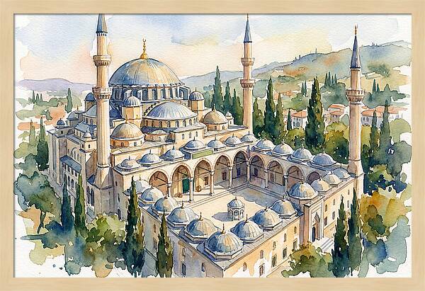 Majestic Mosque Watercolor