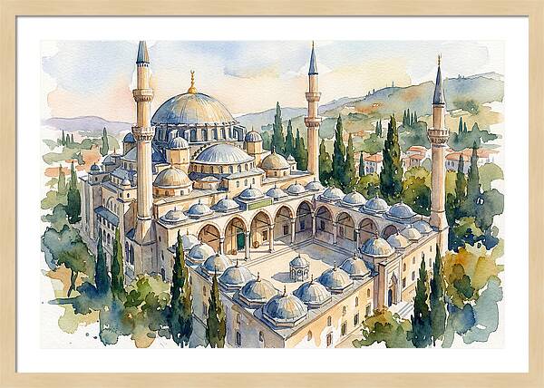 Majestic Mosque Watercolor