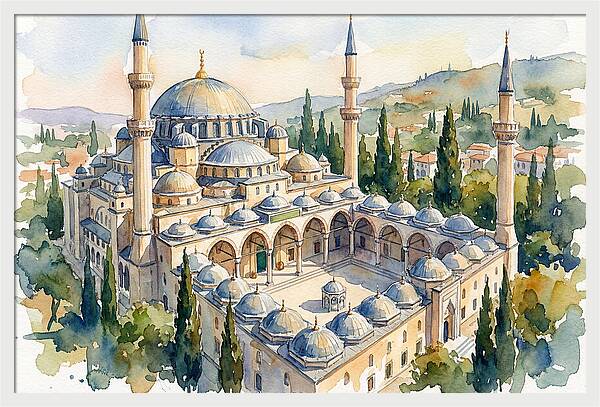 Majestic Mosque Watercolor