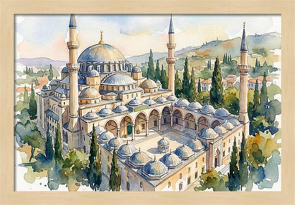 Majestic Mosque Watercolor