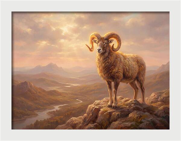 Majestic Mouflon In Landscape