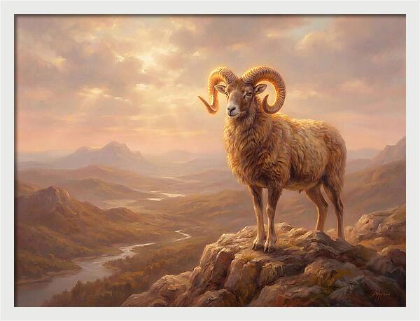 Majestic Mouflon In Landscape