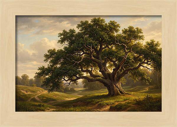 Majestic Oak Tree Under Soft Light