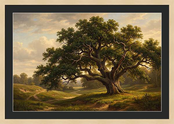 Majestic Oak Tree Under Soft Light