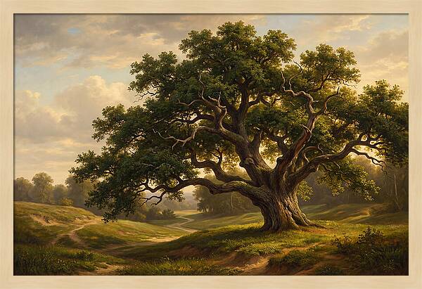 Majestic Oak Tree Under Soft Light