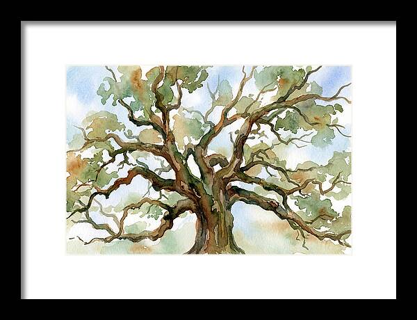 Majestic Oak Tree Watercolor
