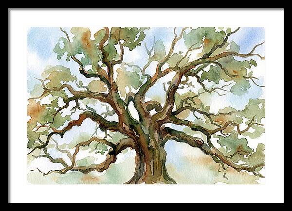 Majestic Oak Tree Watercolor