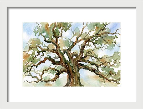 Majestic Oak Tree Watercolor