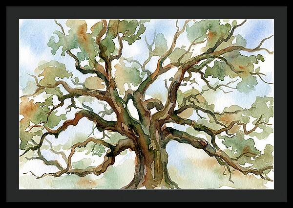 Majestic Oak Tree Watercolor