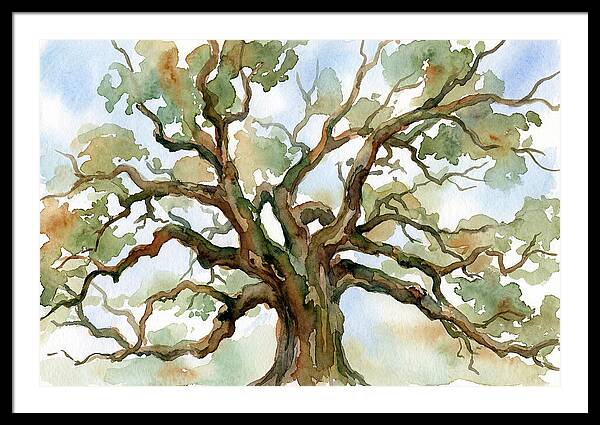 Majestic Oak Tree Watercolor