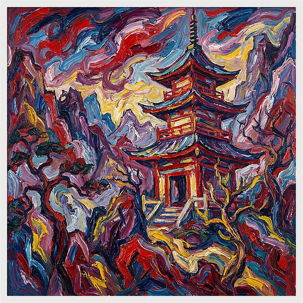 Majestic Pagoda In Vibrant Landscape