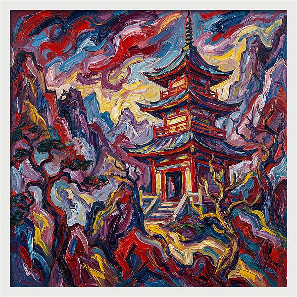 Majestic Pagoda In Vibrant Landscape