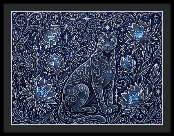 Majestic Panther Among Flowers