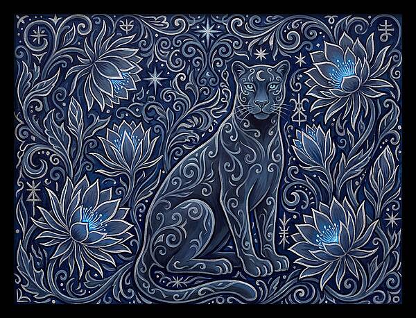 Majestic Panther Among Flowers