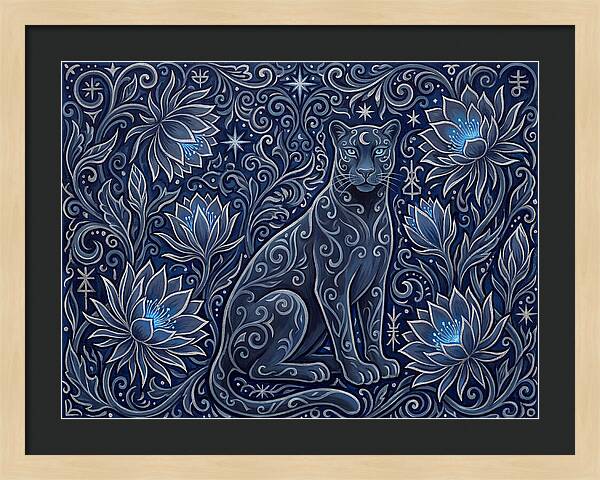 Majestic Panther Among Flowers