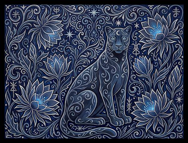 Majestic Panther Among Flowers