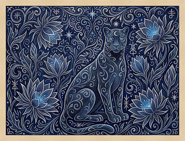 Majestic Panther Among Flowers