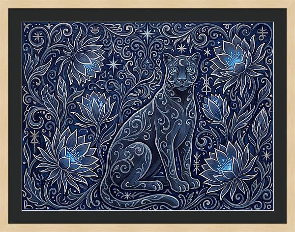 Majestic Panther Among Flowers