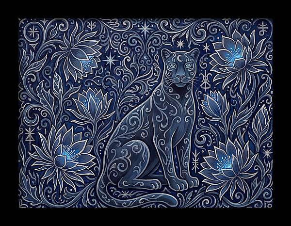 Majestic Panther Among Flowers