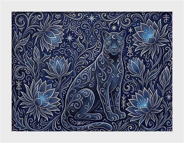 Majestic Panther Among Flowers