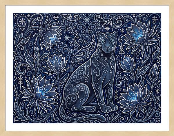 Majestic Panther Among Flowers