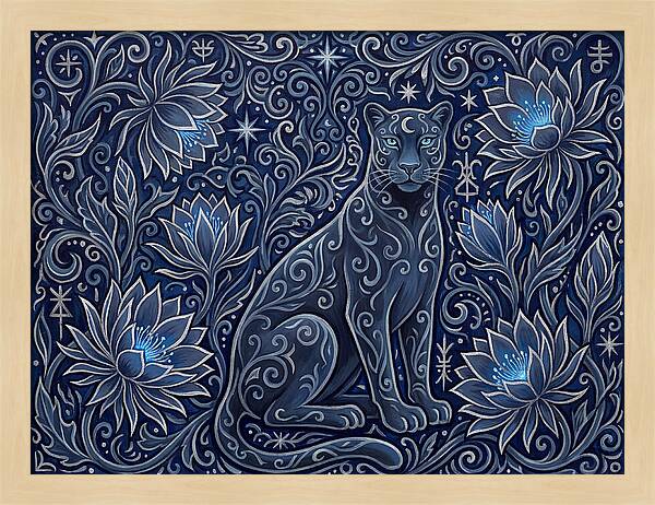 Majestic Panther Among Flowers