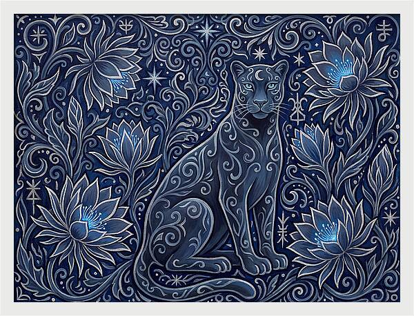Majestic Panther Among Flowers