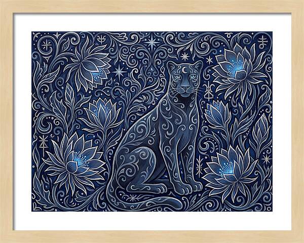 Majestic Panther Among Flowers