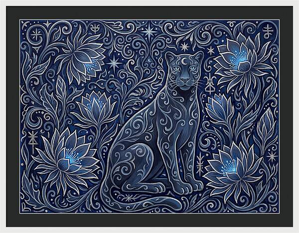 Majestic Panther Among Flowers
