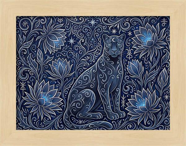 Majestic Panther Among Flowers