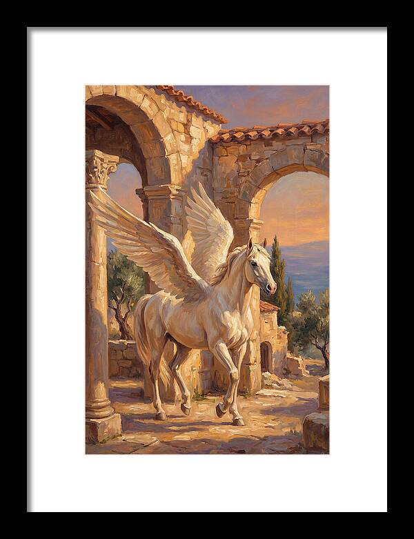 Majestic Pegasus In Mediterranean Ruins