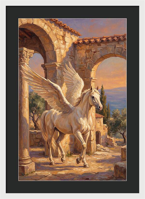 Majestic Pegasus In Mediterranean Ruins