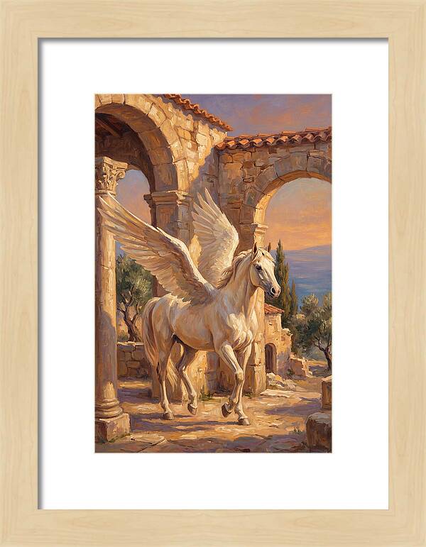 Majestic Pegasus In Mediterranean Ruins