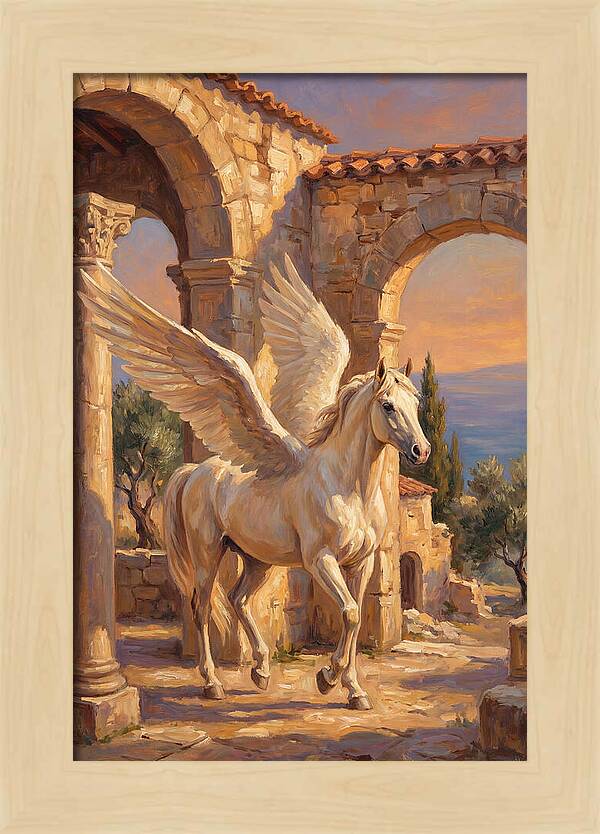Majestic Pegasus In Mediterranean Ruins