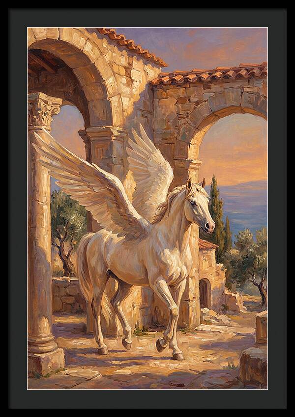 Majestic Pegasus In Mediterranean Ruins