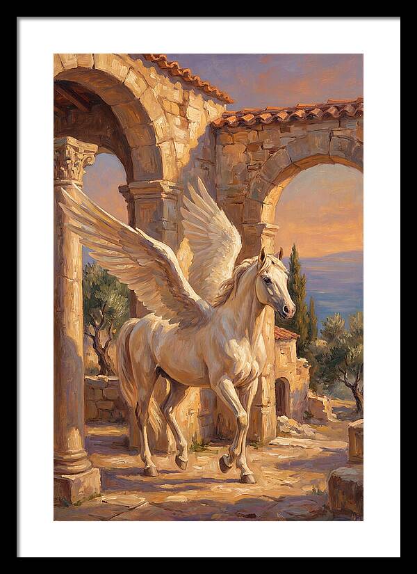 Majestic Pegasus In Mediterranean Ruins
