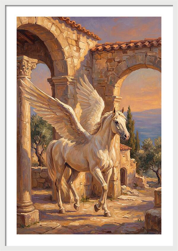 Majestic Pegasus In Mediterranean Ruins