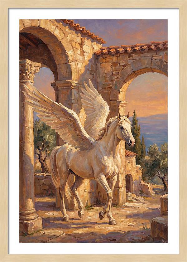 Majestic Pegasus In Mediterranean Ruins