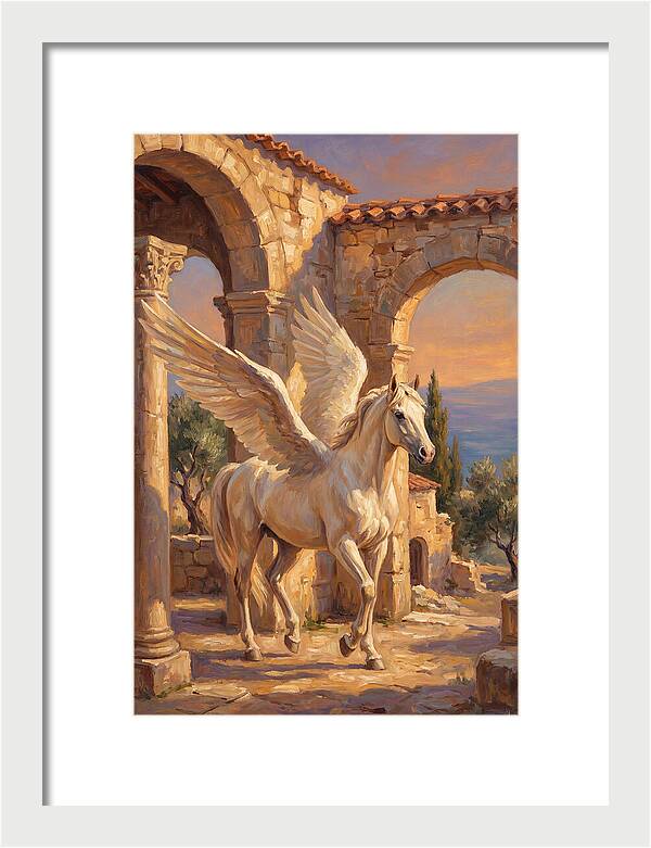 Majestic Pegasus In Mediterranean Ruins
