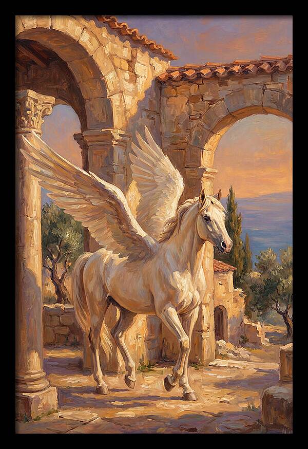 Majestic Pegasus In Mediterranean Ruins