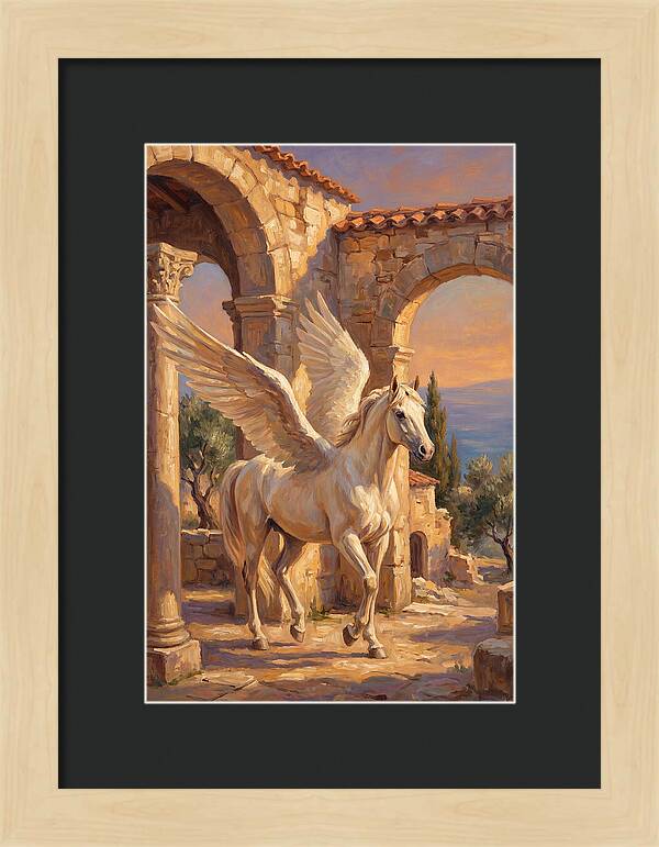 Majestic Pegasus In Mediterranean Ruins