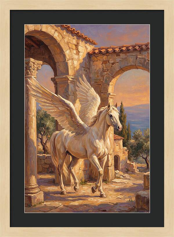 Majestic Pegasus In Mediterranean Ruins