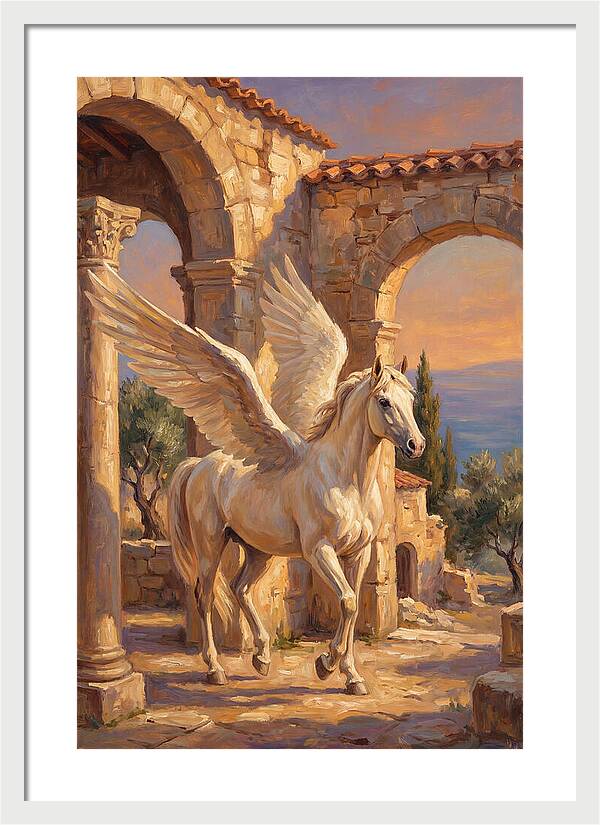 Majestic Pegasus In Mediterranean Ruins