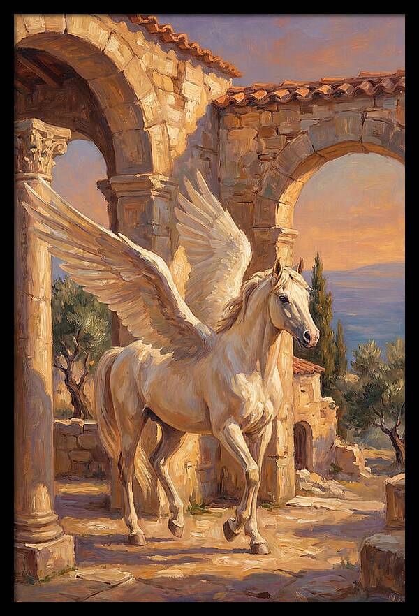 Majestic Pegasus In Mediterranean Ruins