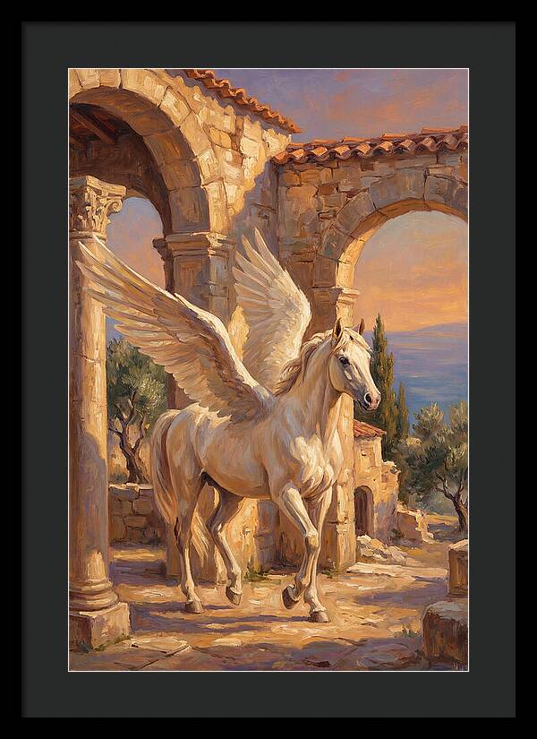 Majestic Pegasus In Mediterranean Ruins